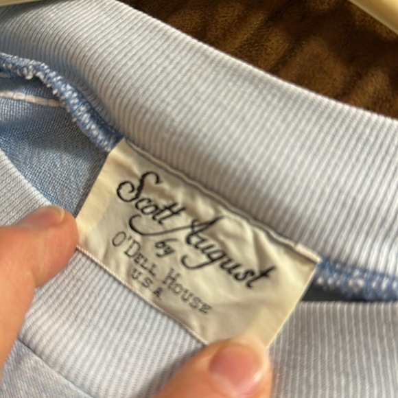 Blue Chenille Floral Long Sleeve Blouse Scott August Women’s Large - Picture 4 of 4